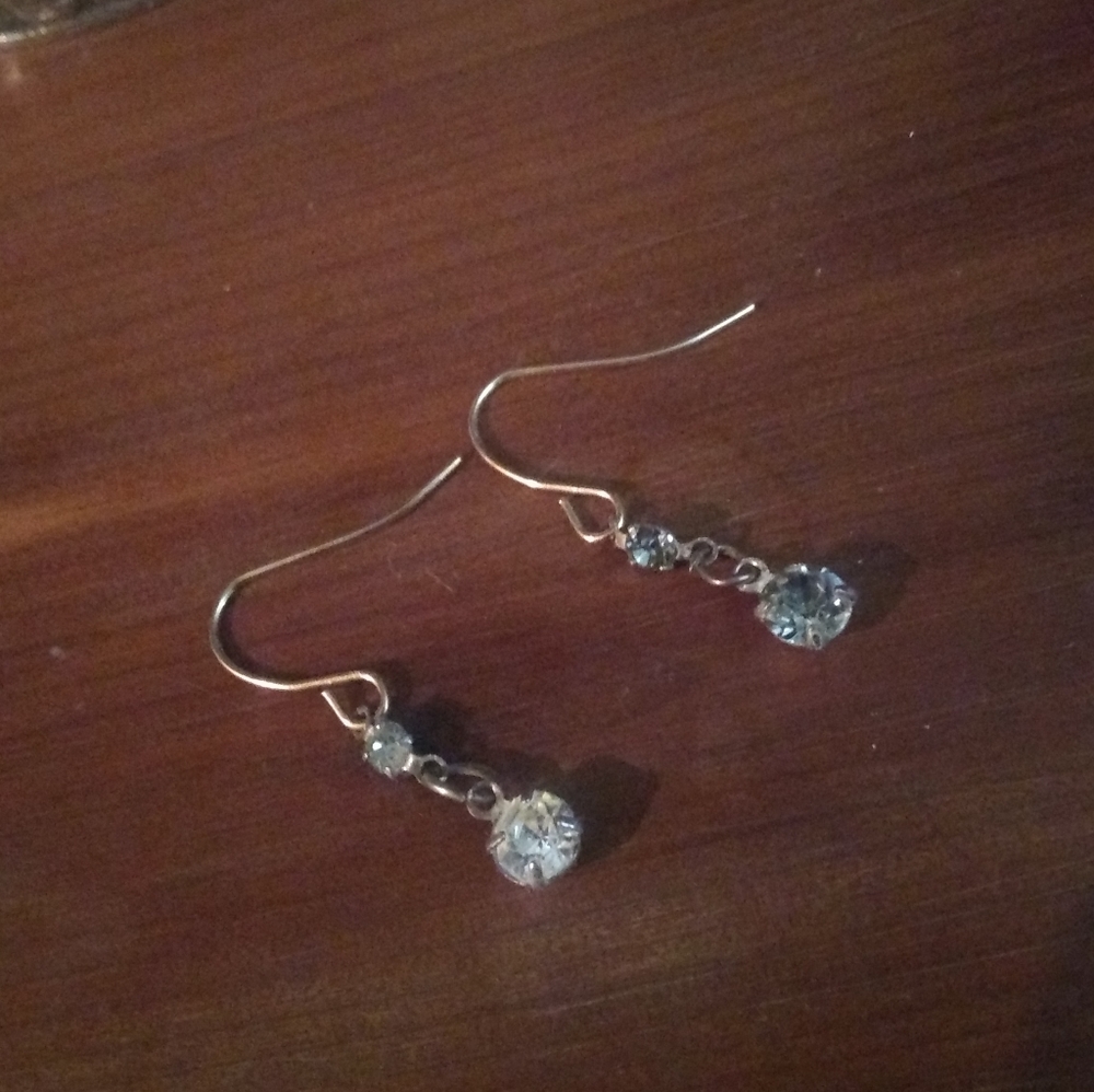 White Crystal Drop Dangle Earrings